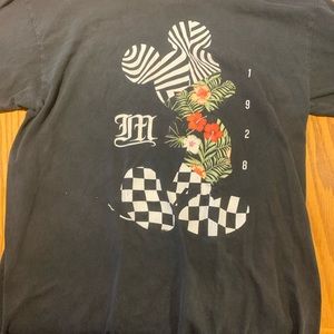 Vintage Young Men's Neff X Disney Mickey Mouse Checkers Floral 1928 T Shirt